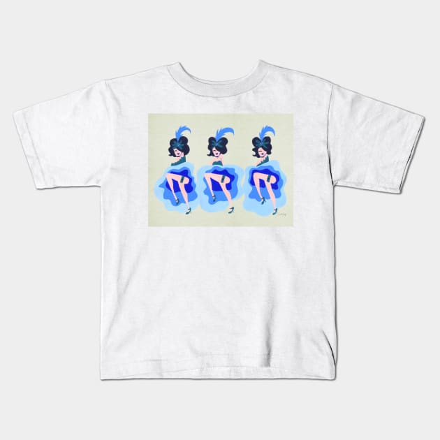 Blue Can Can Kids T-Shirt by CatCoq